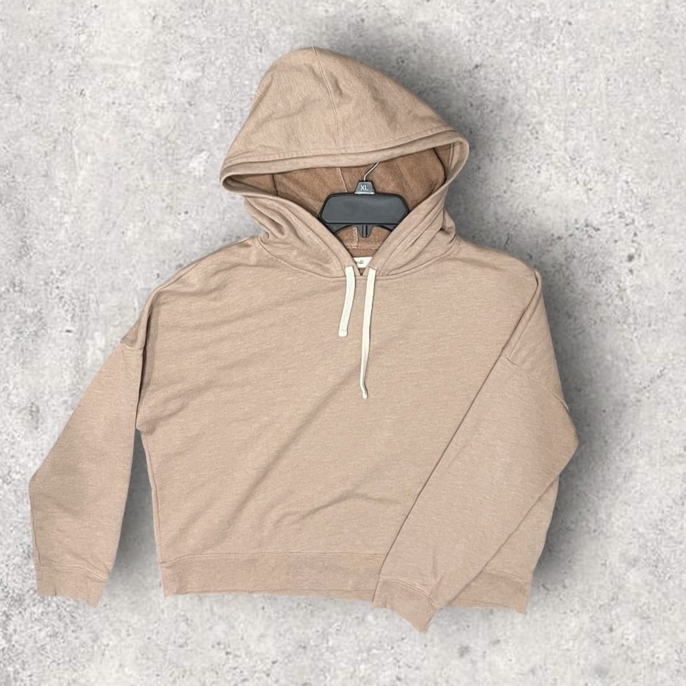 Madewell Womens Small Pullover Hoodie Tan Beige Relaxed Casual Sweatshirt